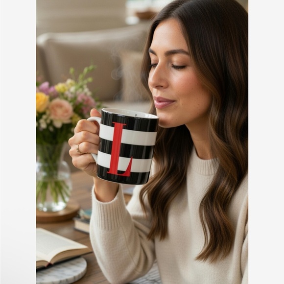 Kate Spade LENOX Wickford “L” Red Letter Day MUG NWOT - Picture 2 of 5